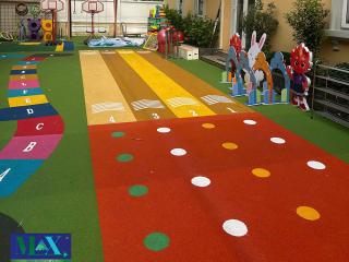 Thi công sân chơi giảm chấn hạt EPDM tại trường mầm non Việt Mỹ Hạnh Thông - HCM