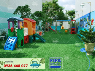 Thi công sân chơi cỏ nhân tạo TT Gia Lộc, Hải Dương