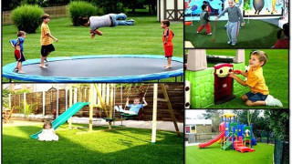 Cỏ nhân tạo sân vườn làm bề mặt khu vui chơi